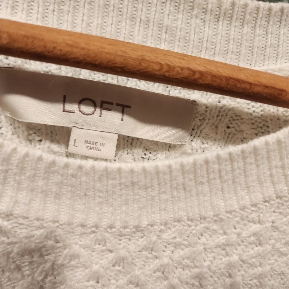 🤍 LOFT Textured Knit Sweater | Ivory | Women’s Large